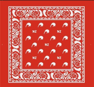 BANDANA RED WITH SILVER FERN DESIGN
