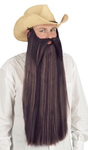 Extra Long Beard Mustache Brown