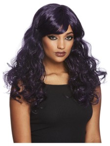 Gothic Seductress Curly Wig Black Purple