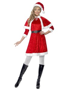 Miss Santa Dress Costume with Cape