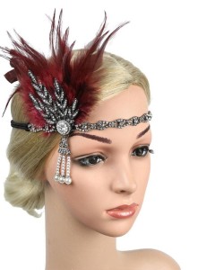 1920s vintage headband burgendy