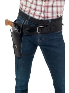 Adult Faux Leather Single Holster with Belt Black