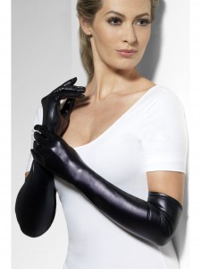 Black Wet Look Gloves