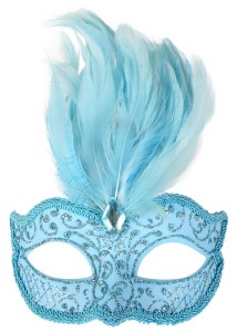 DANIELLA Pale Blue with feathers Eye Mask