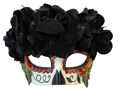 Day of the Dead Black Flowered Eye Mask v2