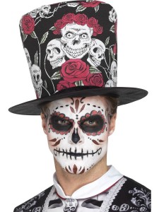Day of the Dead Skull Rose Top Hat