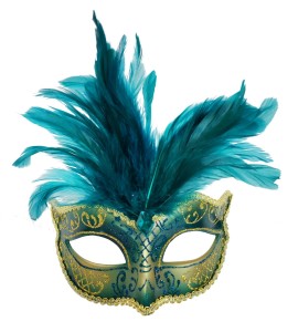 Feathered Masquerade Mask Teal
