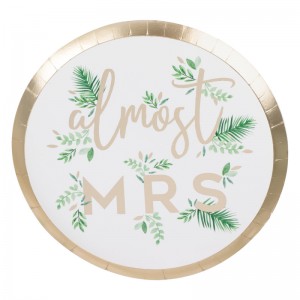 HEN PARTY GOLD FOILED PAPER ALMOST MRS PLATES
