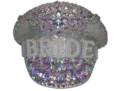 Jewelled Festival Hat White BRIDE Letters