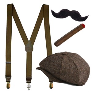London Streets Kit Suspenders Paperboy hat Cigar Moustache