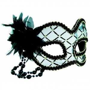 Masquerade Mask Black Clear wFlower