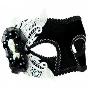 Masquerade Mask Black wWhite Lace