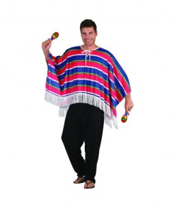 Mexican Poncho Red and blue