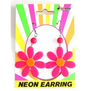 NEON EARRINGS FLOWER PINK
