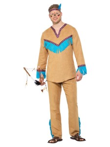 Native American Inspired Warrior Costume Blue Brown