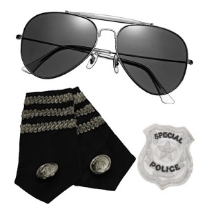 Police Kit Glasses Epaulets Badge