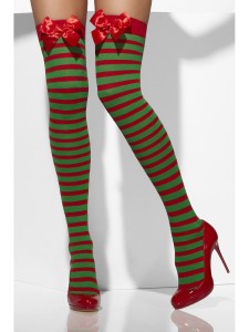 Red and Green Striped Opaque Hold Ups
