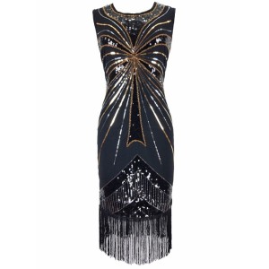 Roaring 1920s Great Gatsby Dress O Neck Sleeveless Beaded Sequin Tassel Party Dress Classic Little Black.jpg 640x640