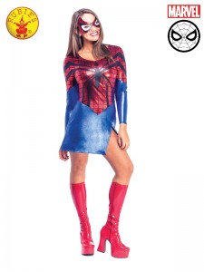 SPIDER GIRL DRESS AND MASK ADULT