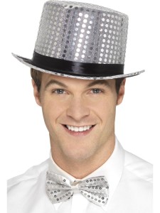 Sequin Top Hat Silver