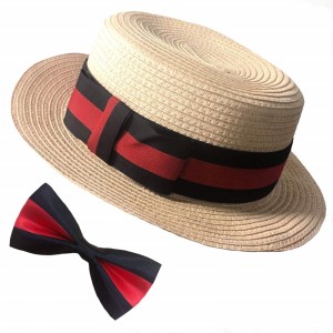 Vintage Boater Hat Bow Tie Set
